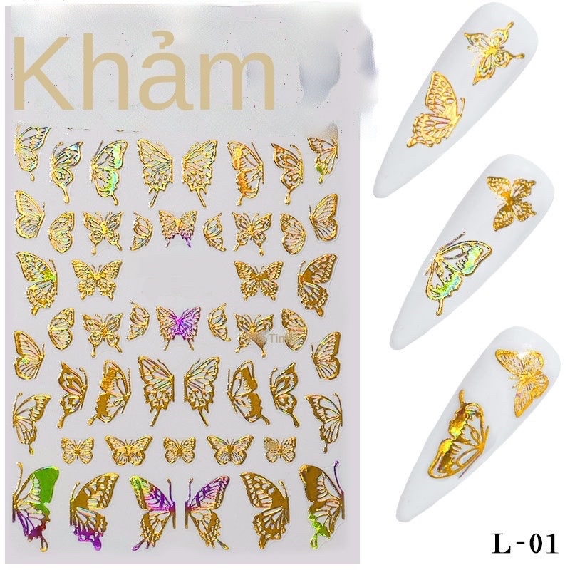 sticker kim loại óng ánh bướm