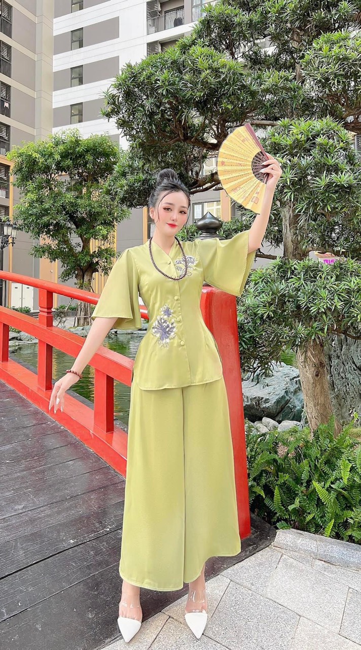 Bộ đồ đi lễ, pháp phục đi chùa chất liệu lụa cao cấp - Pháp phục Mộc Lâm - PP15