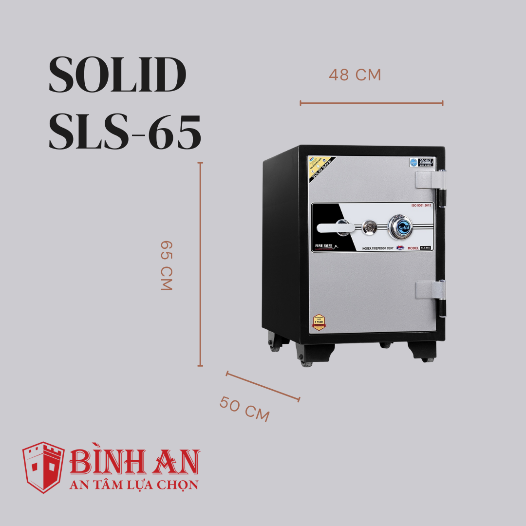 Két Sắt Solid SLS-65 (130kg) Chống Cháy 1000 độ C Hàn Quốc