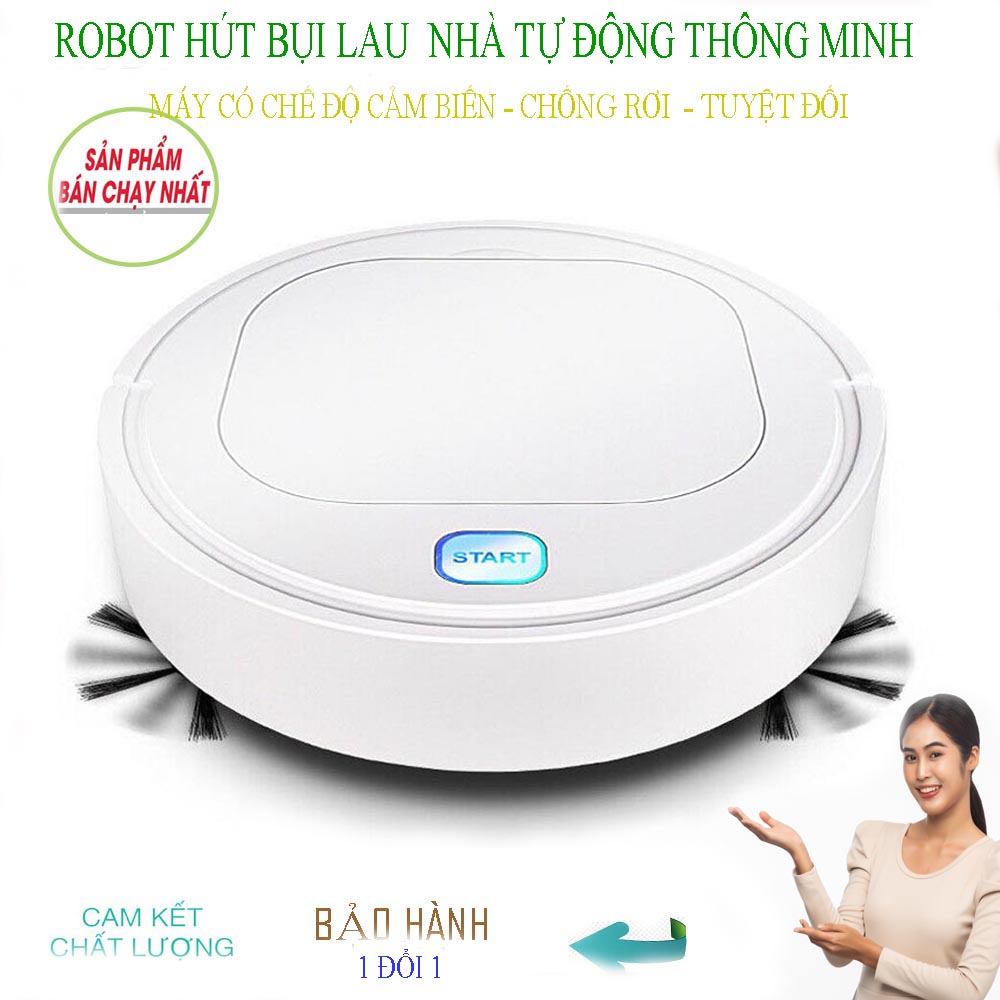 [Hàng Xịn] ROBOT Hút Bụi Lau Nhà Tự Động ,ROBOT Hút Bụi Lau Nhà,Hút Sạch  Bụi Bẩn, Tóc Rụng, Lông Động Vật - Thời Lượng Pin Lâu - Giá Tốt, Bảo Hành 1 Đổi 1.