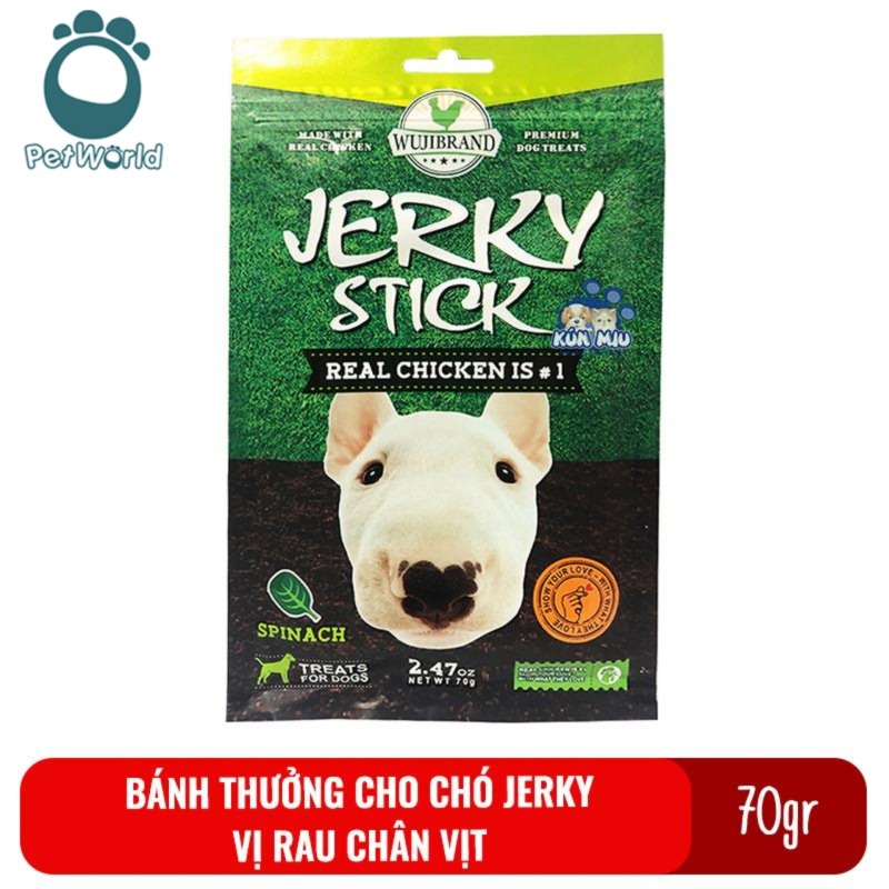 Bánh thưởng cho chó Jerky 70gr - Vị rau chân vịt