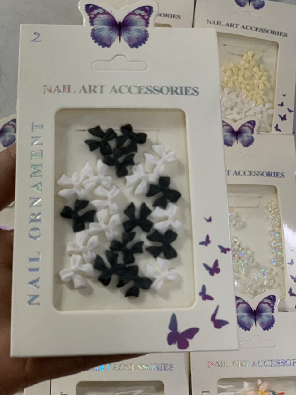 Set charm nơ nhựa đính móng siêu xinh