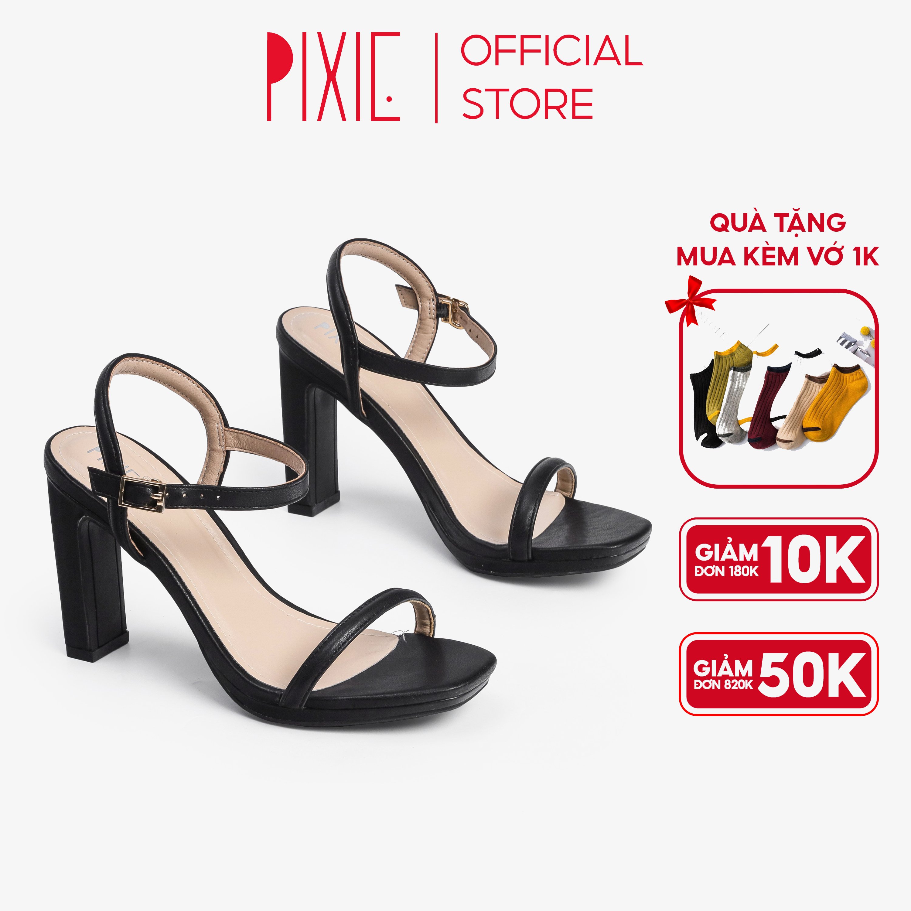 Giày Sandal Cao Gót Đúp 9cm Quai Mảnh Pixie H070