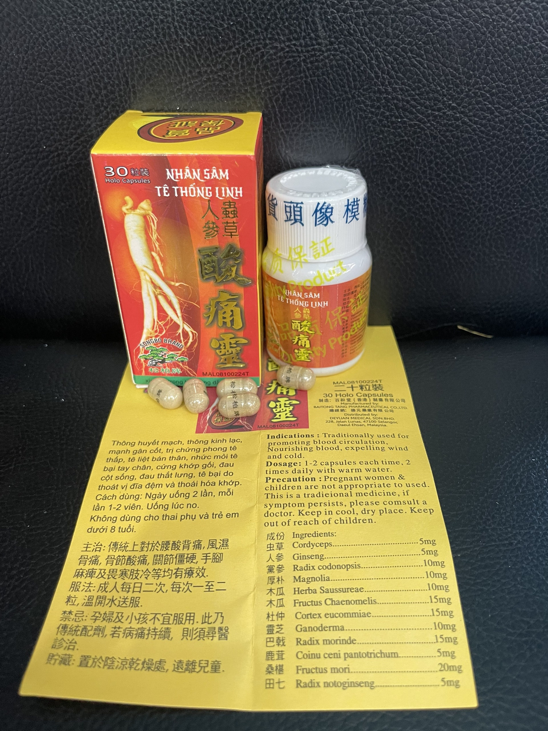Nhân Sâm Tê Thống Linh Malaysia Chai 30 Viên Hỗ Trợ Xương Khớp
