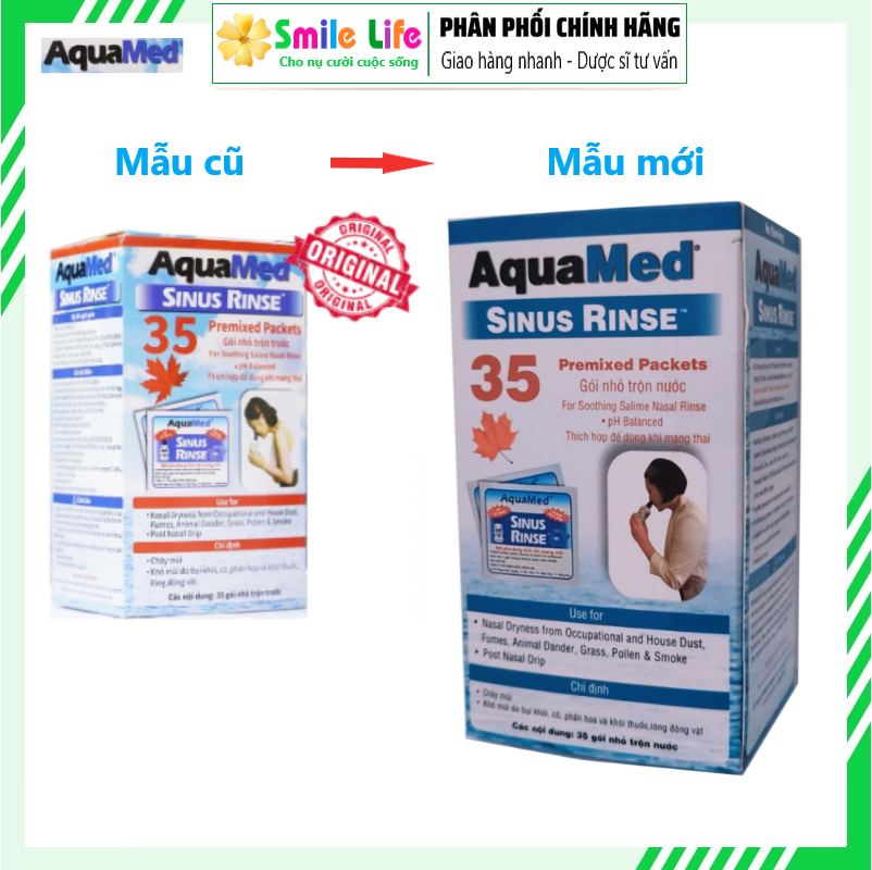 Muối rửa mũi xoang Aquamed (Hộp 35 gói)