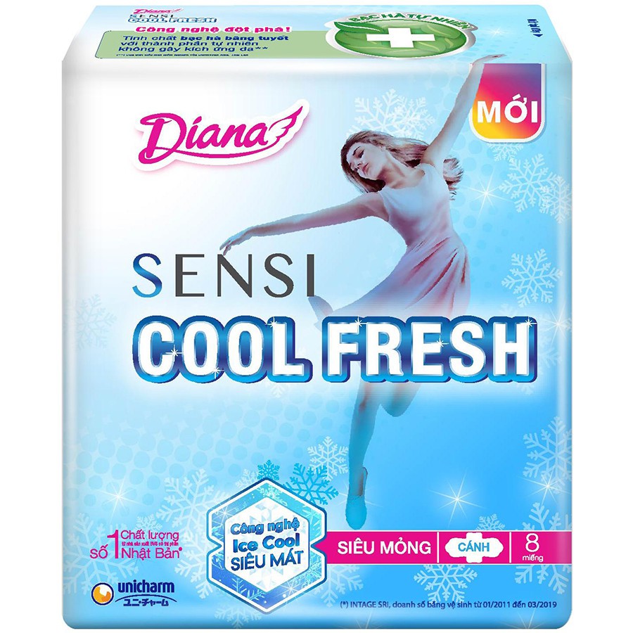 [HCM]Băng vệ sinh Diana Sensi Cool Fresh siêu mỏng cánh 23cm