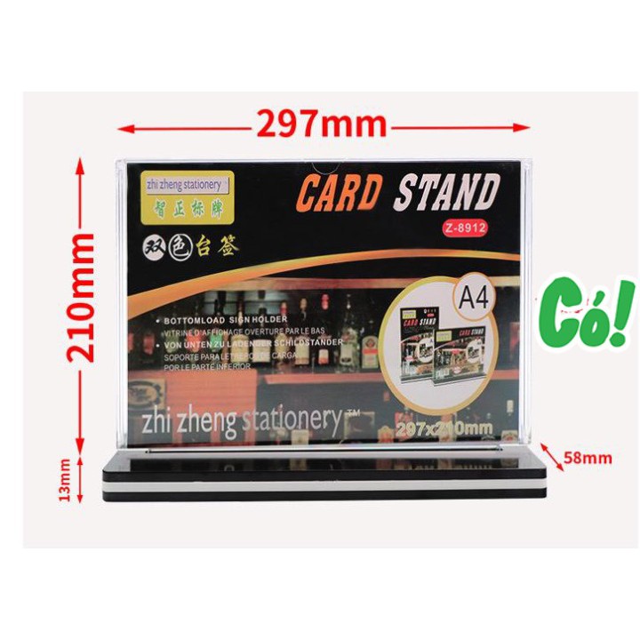 Menu mica A4 ngang, kệ mica để bàn cao cấp