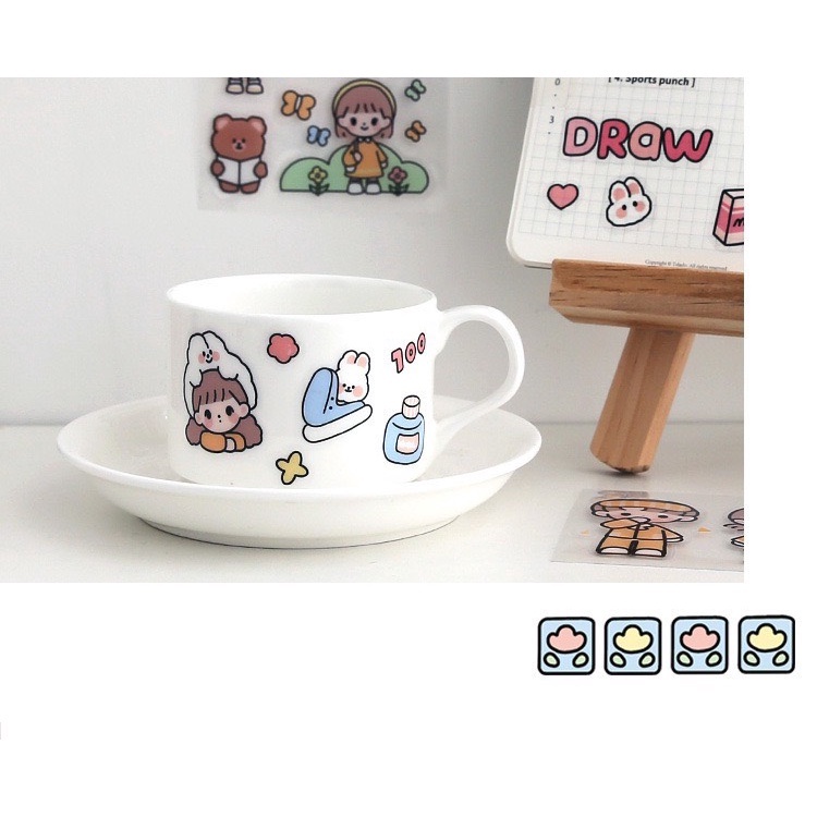 Sticker Cute 2D Dán Bình Nước, Laptop, Điện Thoại (1 Miếng Dán 8x8cm)
