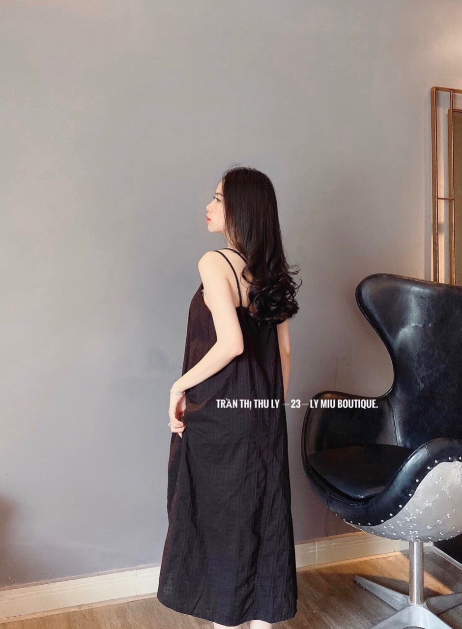 [YenTran] Đầm Nữ Dễ Thương Đan Dây Lưng Chất Đũi Xước Dáng Rộng, 1m1