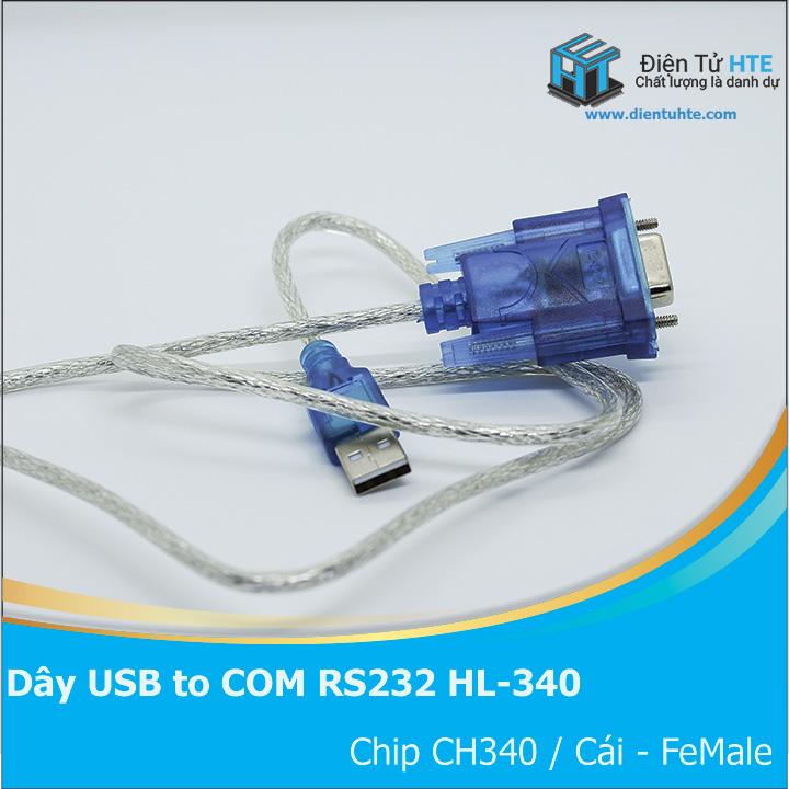 Dây USB to COM RS232 HL-340 dùng chíp CH340 - Female cổng Cái Dài 80cm
