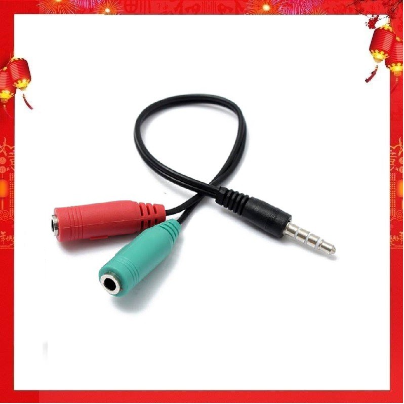 Cáp chia Audio 3.5mm ra mic và loa (Đen)