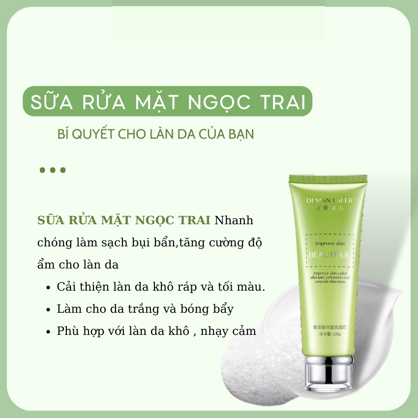 Sữa Rửa Mặt Ngọc Trai Dimanlaier 120g - Làm Sạch Sâu Và Dưỡng Ẩm Cho Làn Da Sáng Mịn
