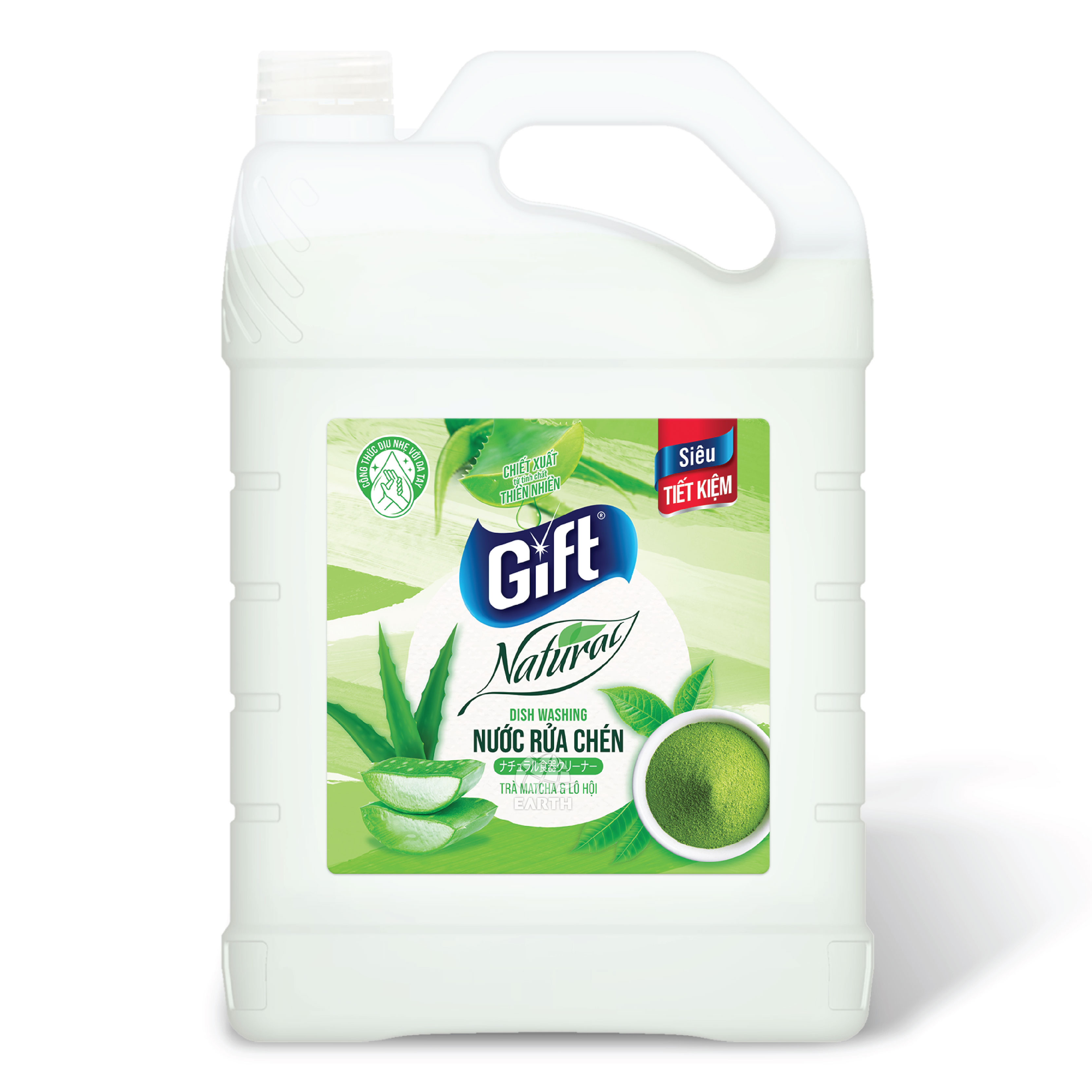 Nước rửa chén Gift Natural (Chanh Yuzu & Gừng/ Trà Matcha & Lô Hội) - can 3.8 kg - Chanh Yuzu & Gừng