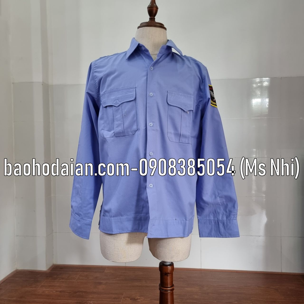 Áo bảo vệ tay dài nẹp bo gấu kèm logo vai