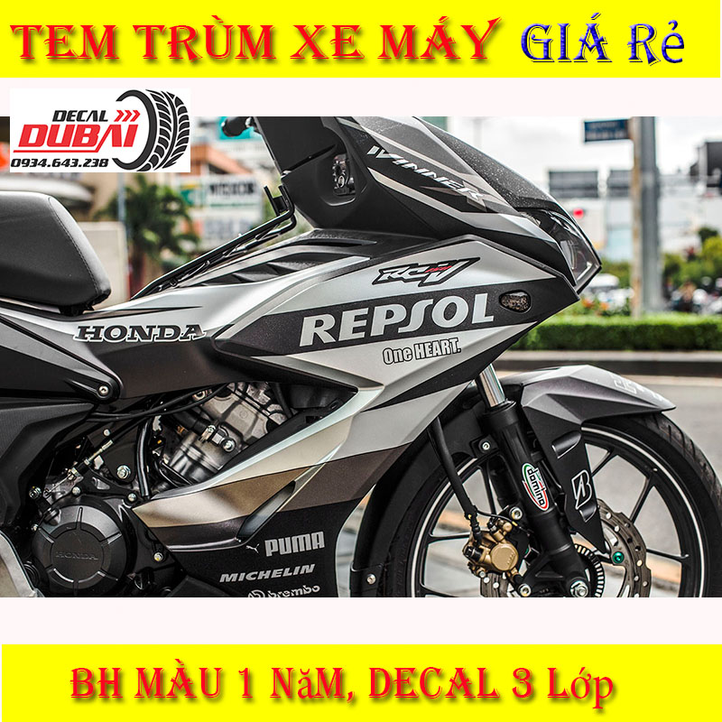 Tem Trùm Winner X Repsol Đen Trắng Thể Thao