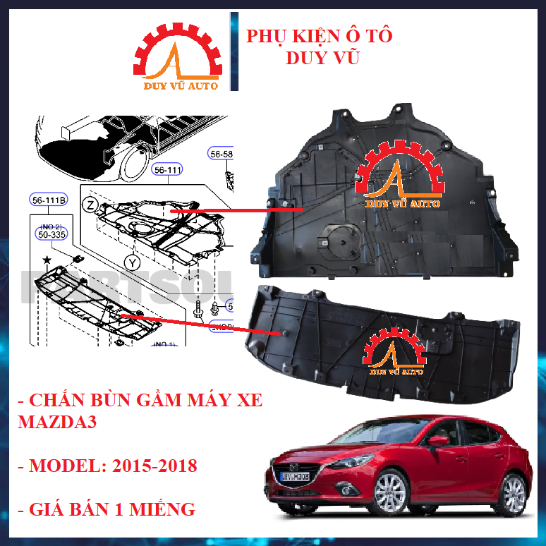 CHẮN BÙN GẦM MÁY XE MAZDA 3 ĐỜI 2015 2016 2017 2018 2019