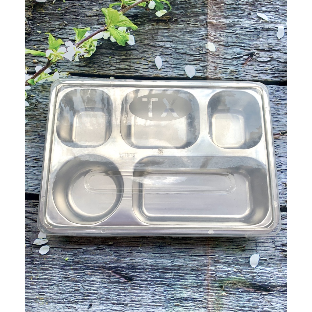 Khay cơm inox 5 ngăn sâu lớn sus304
