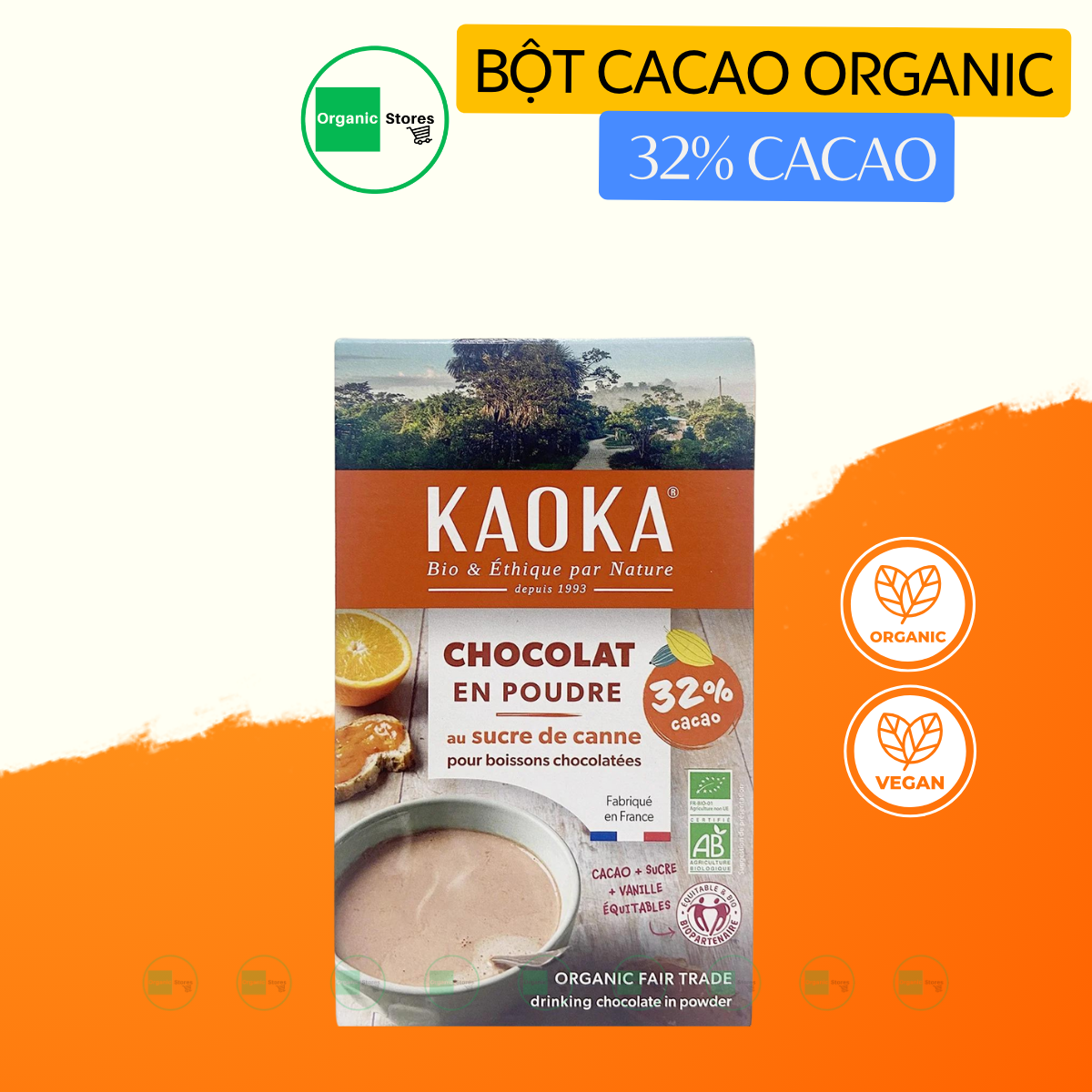 Bột ca cao hữu cơ 32% Cacao 400gr -  Kaoka