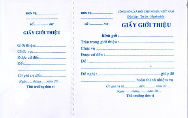 Giấy giới thiệu 1 liên 50 tờ (Loại 1)
