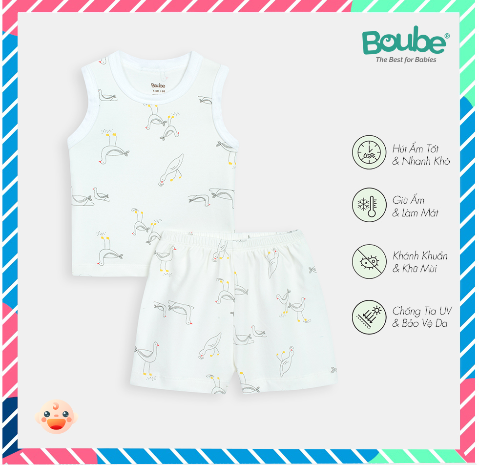 Bộ quần áo ba lỗ hoạ tiết thiên nga Boube
