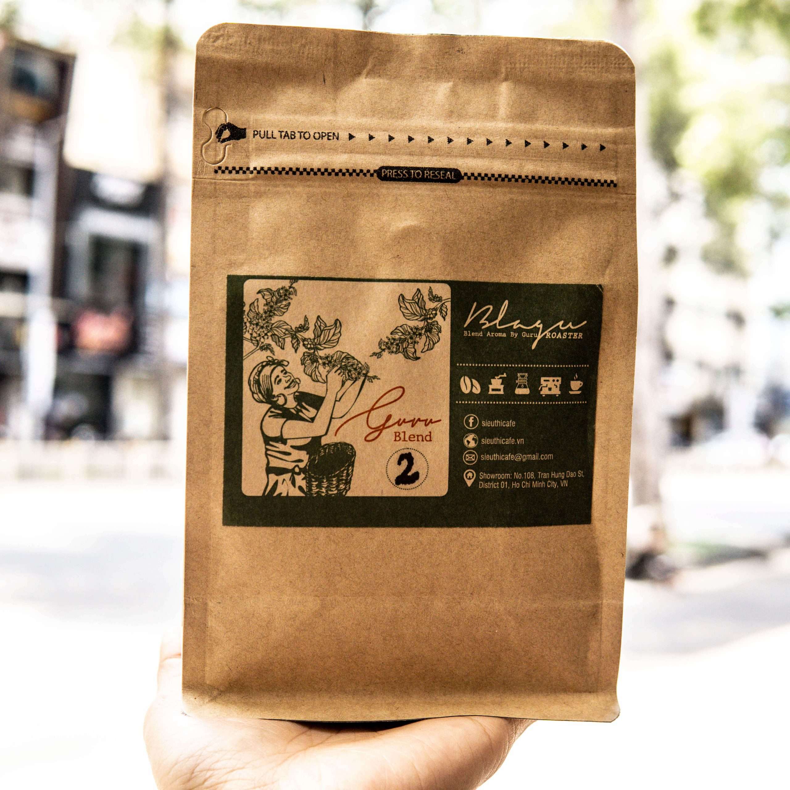 [HCM]CÀ PHÊ BLAGU HẠT ĐÃ RANG  GURU BLEND 2 MEDIUM ROAST 250G