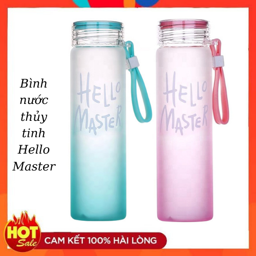 Combo 2 Bình nước thủy tinh Hello Master 450ml có hộp - Bình nước Hello Master