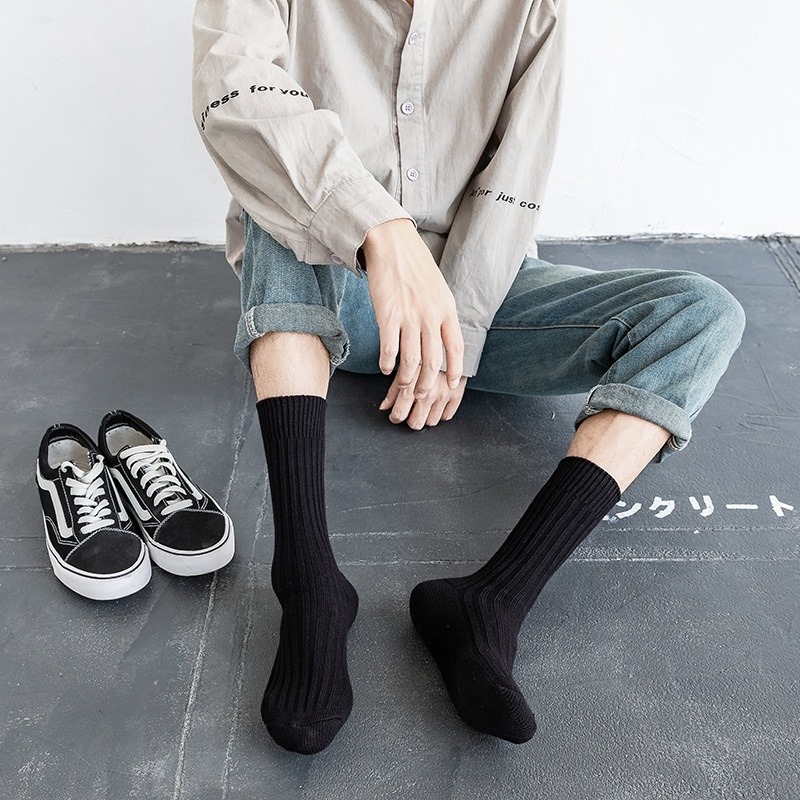 Set 5 đôi tất đen cổ cao nam công sở
