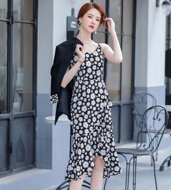 [HCM]ĐẦM XÒE 2 DÂY ĐUÔI CÁ HOA CÚC SIÊU HOT