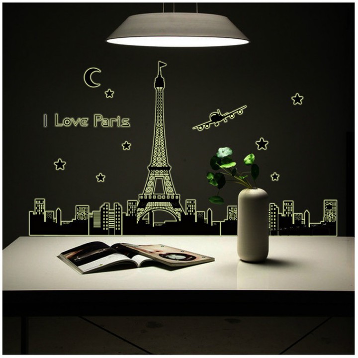 [HCM]Decal dán tường Dạ quang Paris AmyShop DDQ008