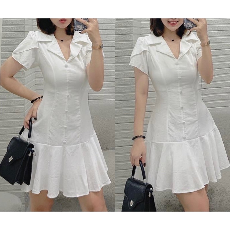 KT56 Đầm đuôi cá cổ vest ( có bigsize )