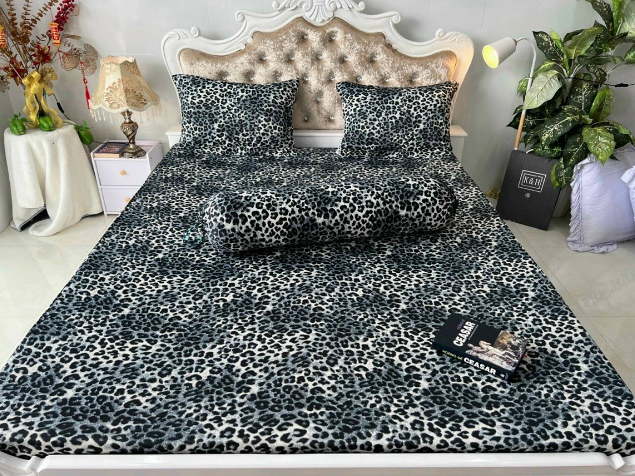 BỘ DRAP GA THUN HÀN QUỐC MẪU BEO MỚI KHÔNG MỀN