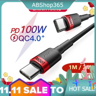Cáp bện nylon siêu tốc độ BASEUS USB-C ra USB-C PD 3.0 QC 4.0 100W (20V 5A) Hàng chính hãng hshop365 abshop365 abshop hshop thumbnail