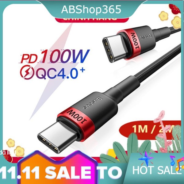 Cáp bện nylon siêu tốc độ BASEUS USB-C ra USB-C PD 3.0/QC 4.0 100W (20V/5A) Hàng chính hãng abshop365 hshop365hn hshop365 abshop hshop