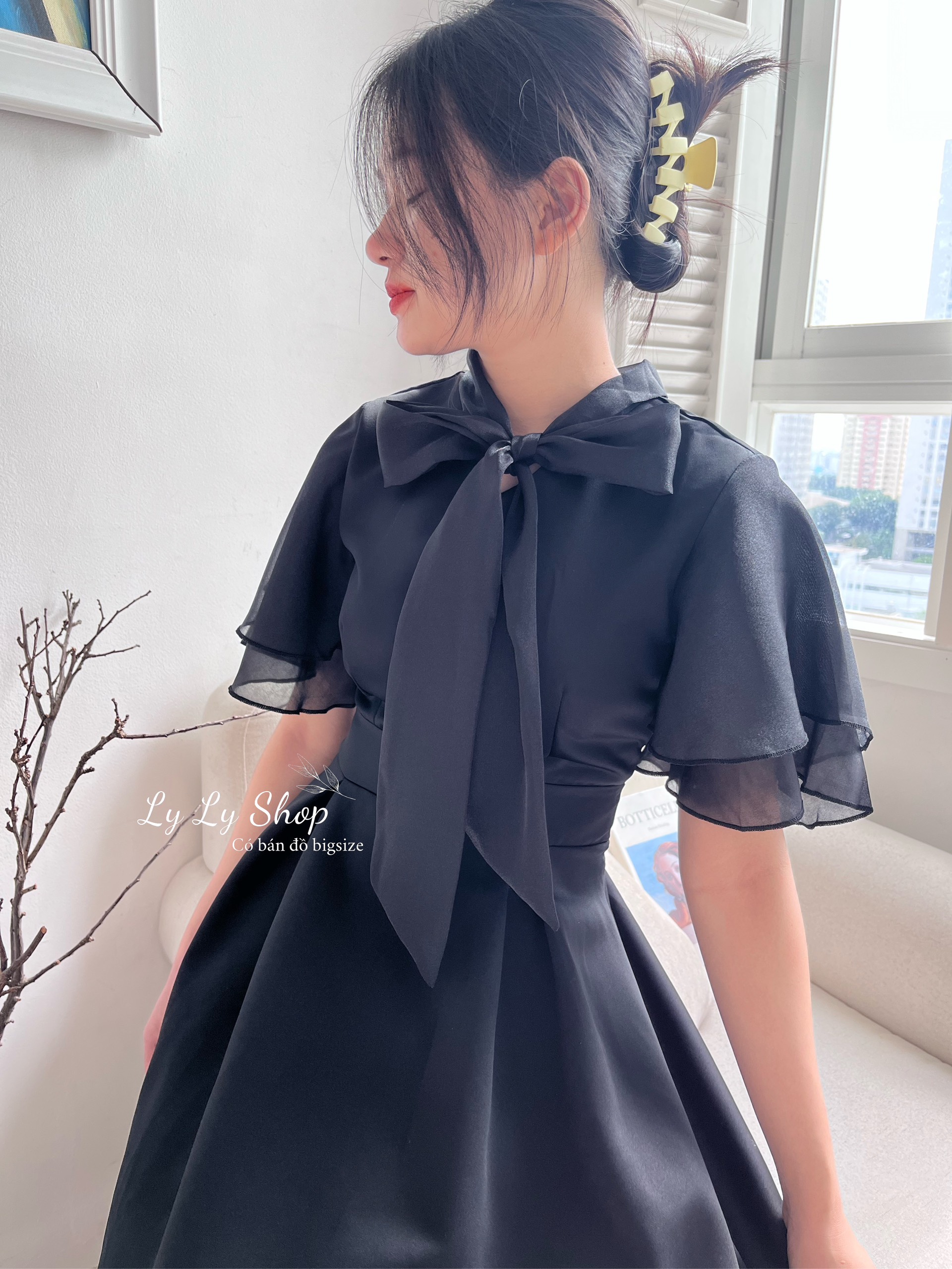 Đầm trắng tay tiên thắt nơ H18