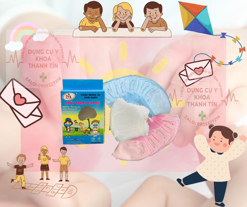 [10 chiếc/hộp] Khẩu trang 3D em bé