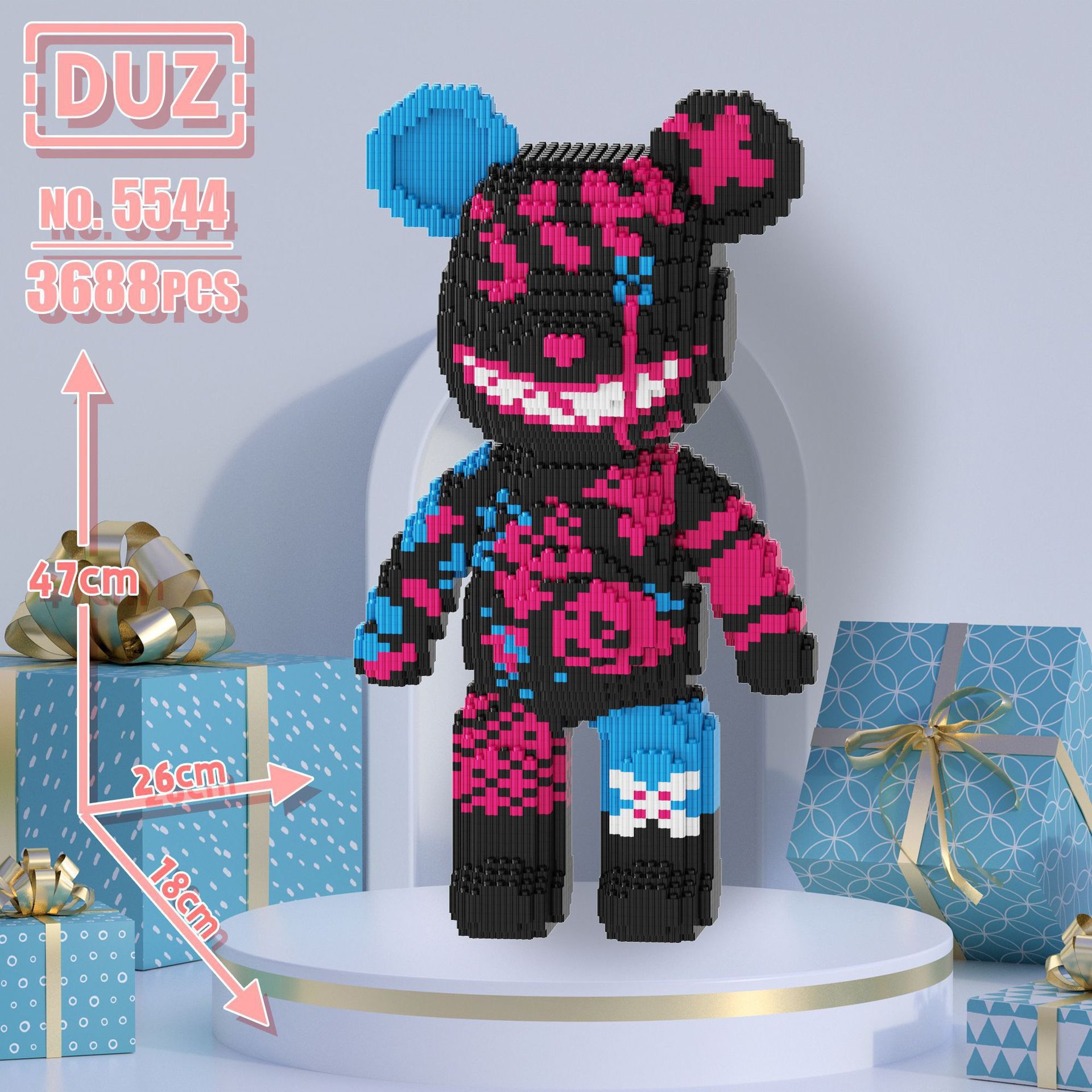 Tặng kèm búa - Đồ chơi lắp ráp gấu Bearbrick 35cm mẫu mặt quỷ Jinx
