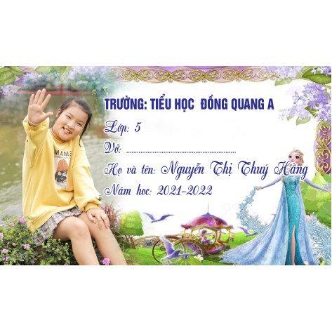 sét 30 nhãn vở in ảnh bé và thông tin tên, trường, lớp theo yêu cầu