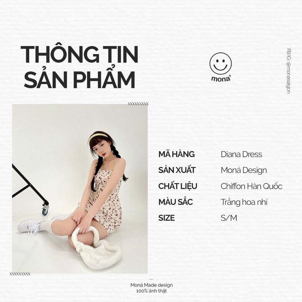 [VOUCHER 12%/149K] Đầm hoa hai dây MONÁ - DIANA