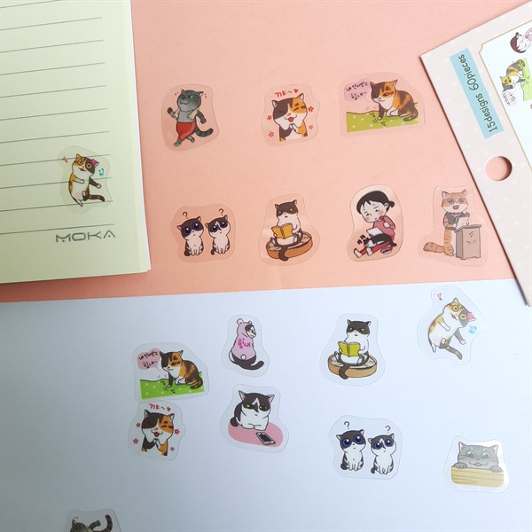 [HCM]Bộ 60 Sticker Hình Dán Mini Bốn Con Mèo - 2