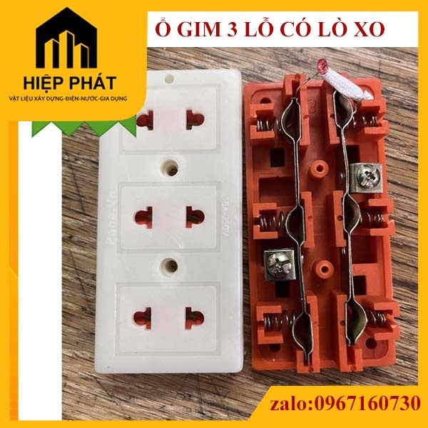 Ổ cắm điện 3 lỗ cắm, có màn che, lò xo chống giãn, an toàn