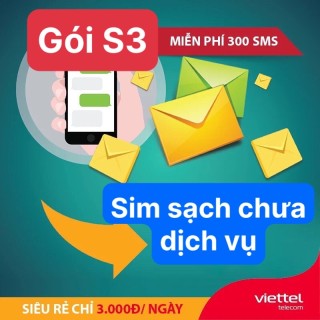Sim nghe gọi Viettel GÓI CƯỚC S3 ƯU ĐÃI 300 SMS MIỄN PHÍ CHỈ 3K 1 NGÀY thumbnail