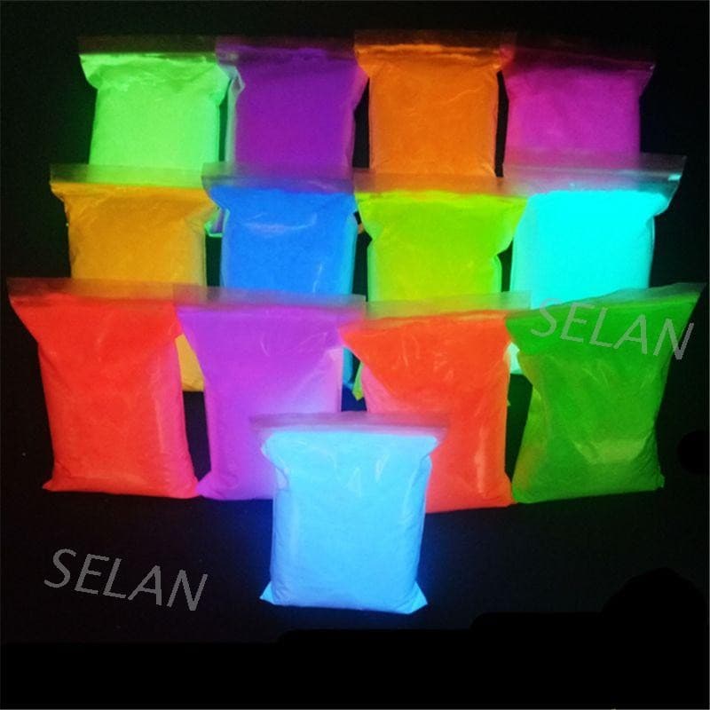 combo 5 lọ bột dạ quang kèm sơn pha