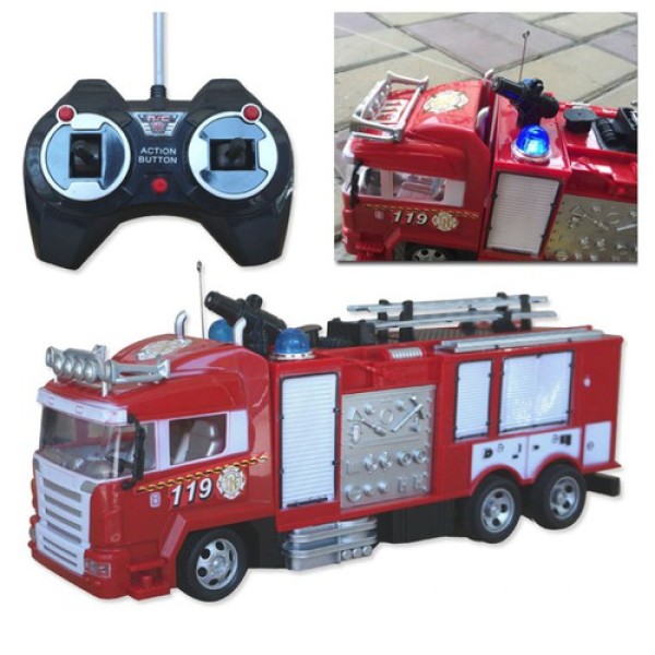 Xe cứu hỏa điều khiển từ xa pin sạc đồ chơi trẻ em phun được nước thật Siêu đẹp-siêu bền-an toàn