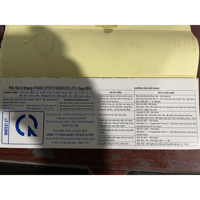 Phân Hữu Cơ Viên Nén Dynamic Lifter Úc chia lẻ 1Kg