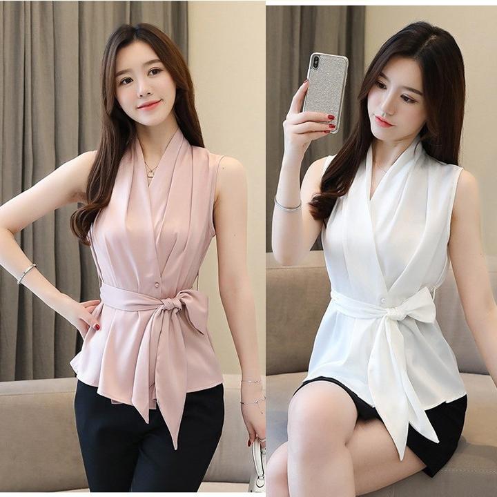 [HCM]ÁO SƠ MI KIỂU ÁO SÁT NÁCH DÂY EO