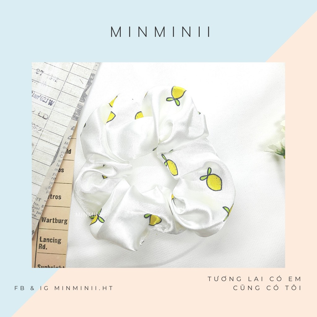 Dây Buộc Tóc Nữ, Cột Tóc Nữ, Dây Buộc Tóc Scrunchies Nữ, Dây Buộc Tóc Phi Lụa Hình Trái Cây Phong Cách Hàn Quốc