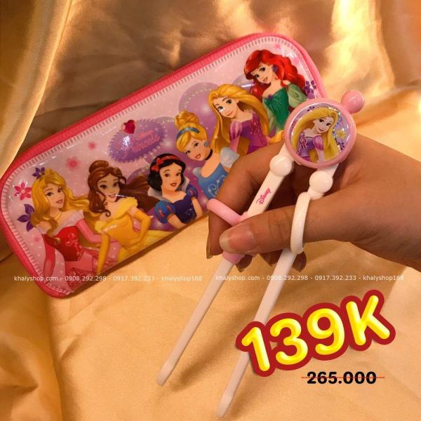 Giá bán Đũa tập ăn kèm túi đựng hình công chúa tóc dài Rapunzel tròn nổi cho trẻ em hàng Disney - DP2098