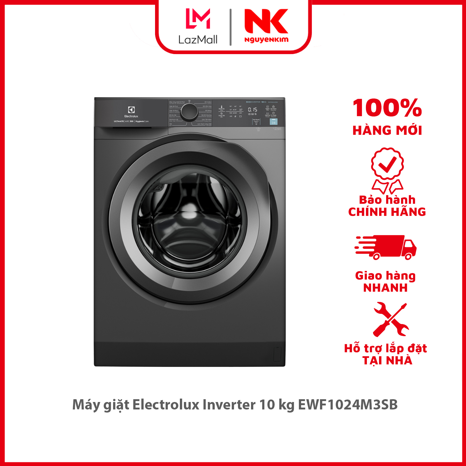 Máy giặt electrolux inverter 10 kg ewf1024m3sb