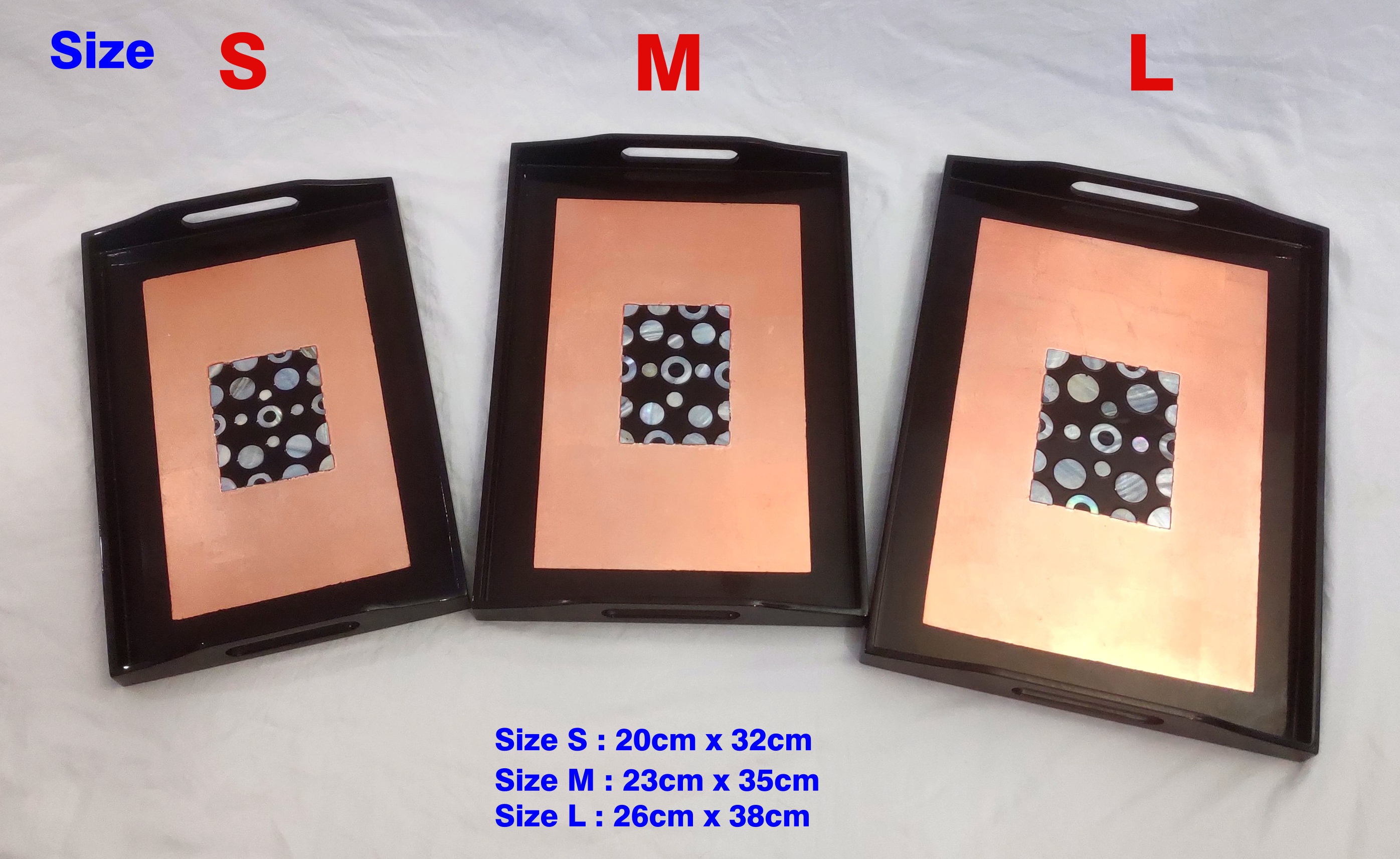 Khay sơn mài khảm trai - size L - Mầu vàng