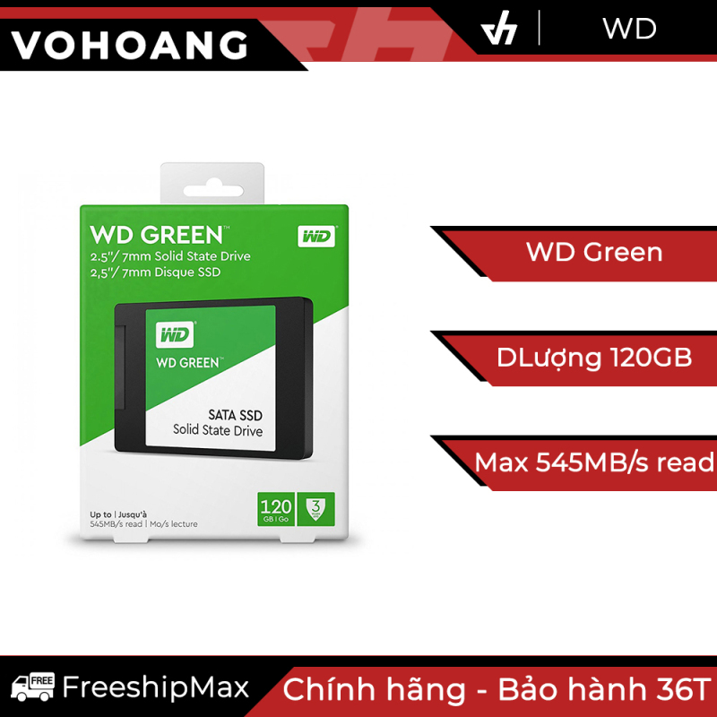 Bảng giá SSD 120GB WD Green - Ổ cứng thể rắn chính hãng, tốc độ cao, bảo hành 3 năm Phong Vũ